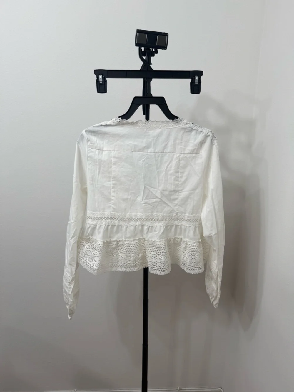 Altar'd State Ivory Lace Tie-Front Peasant Blouse - Picture 7 of 7